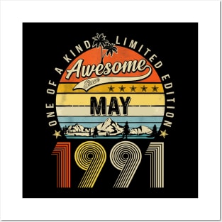 Awesome Since May 1991 Vintage 32nd Birthday Posters and Art